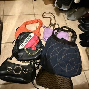 Victoria's Secret Black and Pink Shoulder Bag with Chain